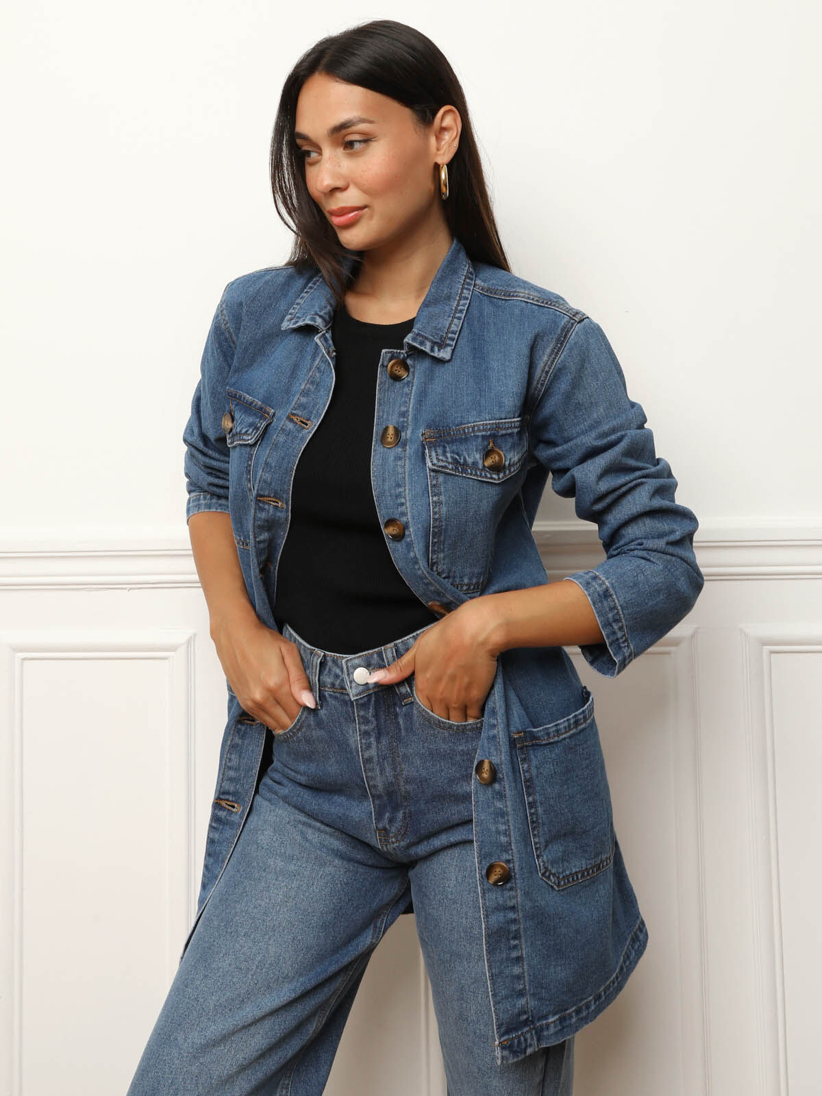 Giacca in denim con cravatta La Modeuse La Modeuse