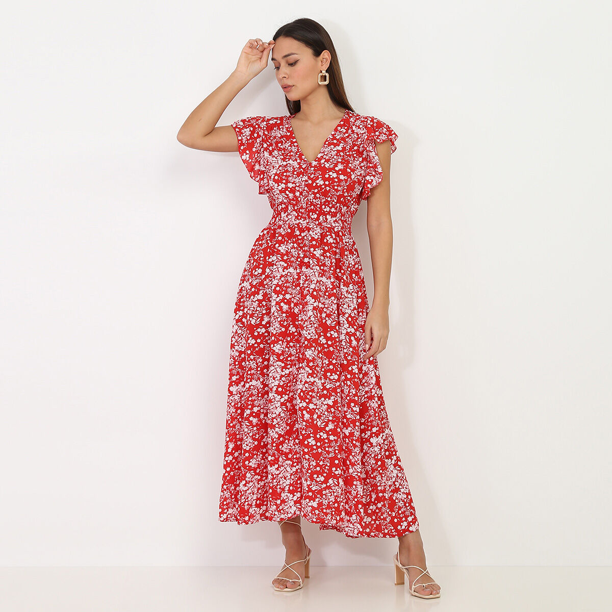 Robe rouge a motif new arrivals