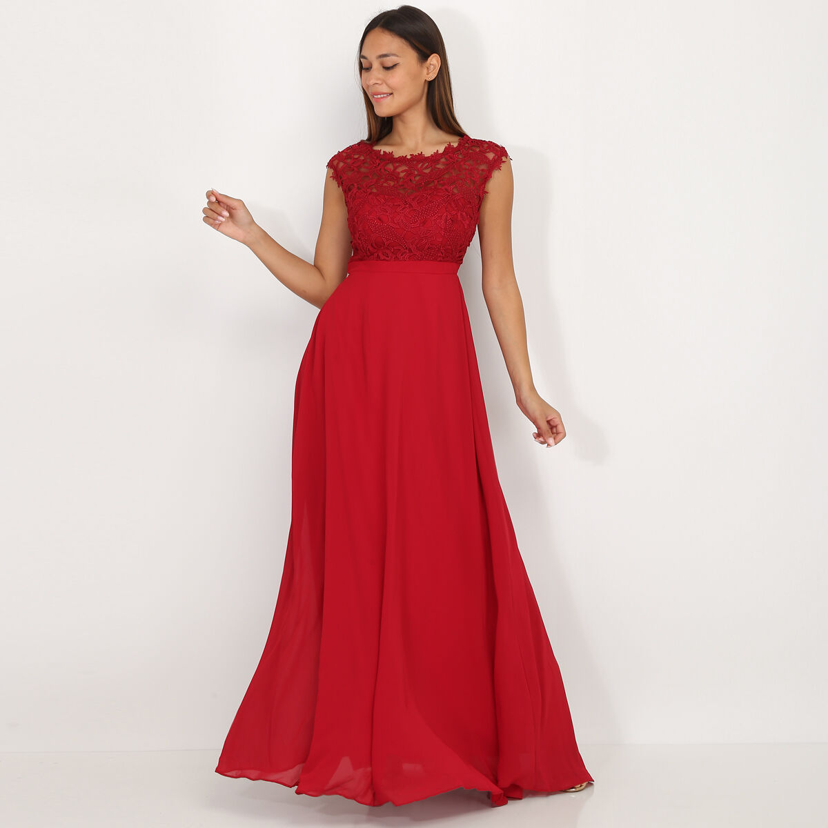 Robe rouge longue dentelle new arrivals