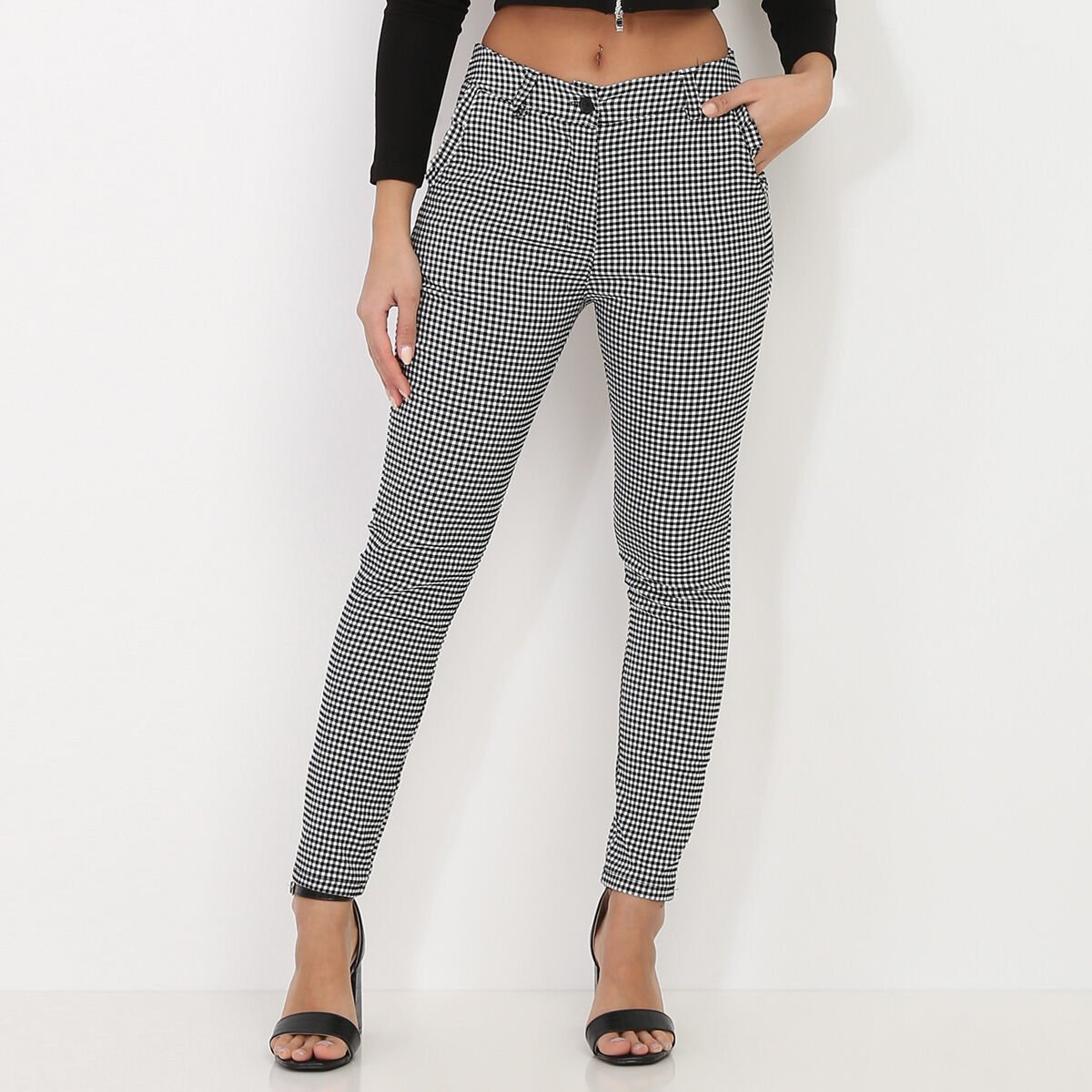 Pantalon slim a motif vichy La Modeuse La Modeuse