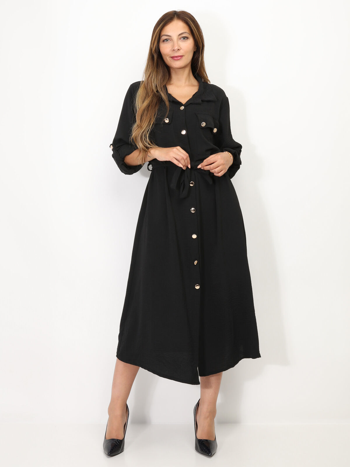 Robe chemisier mi discount longue