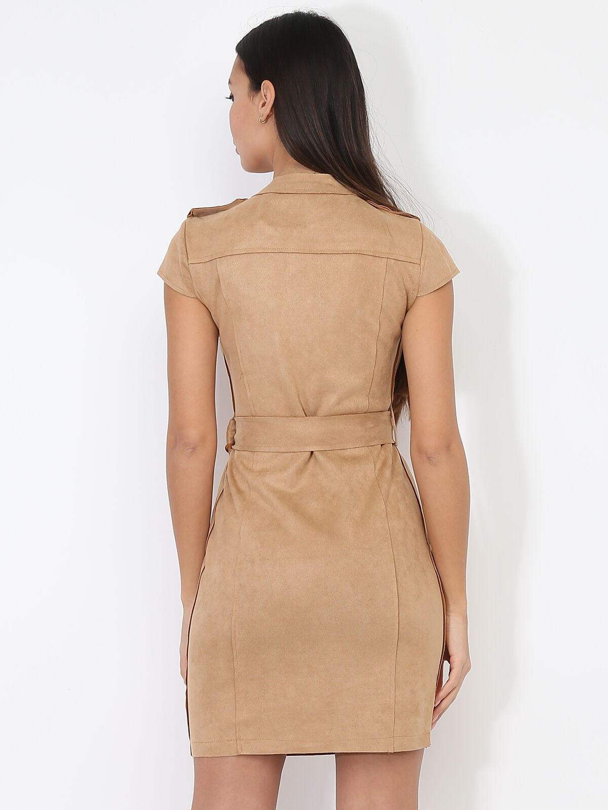 Robe en suedine camel sale