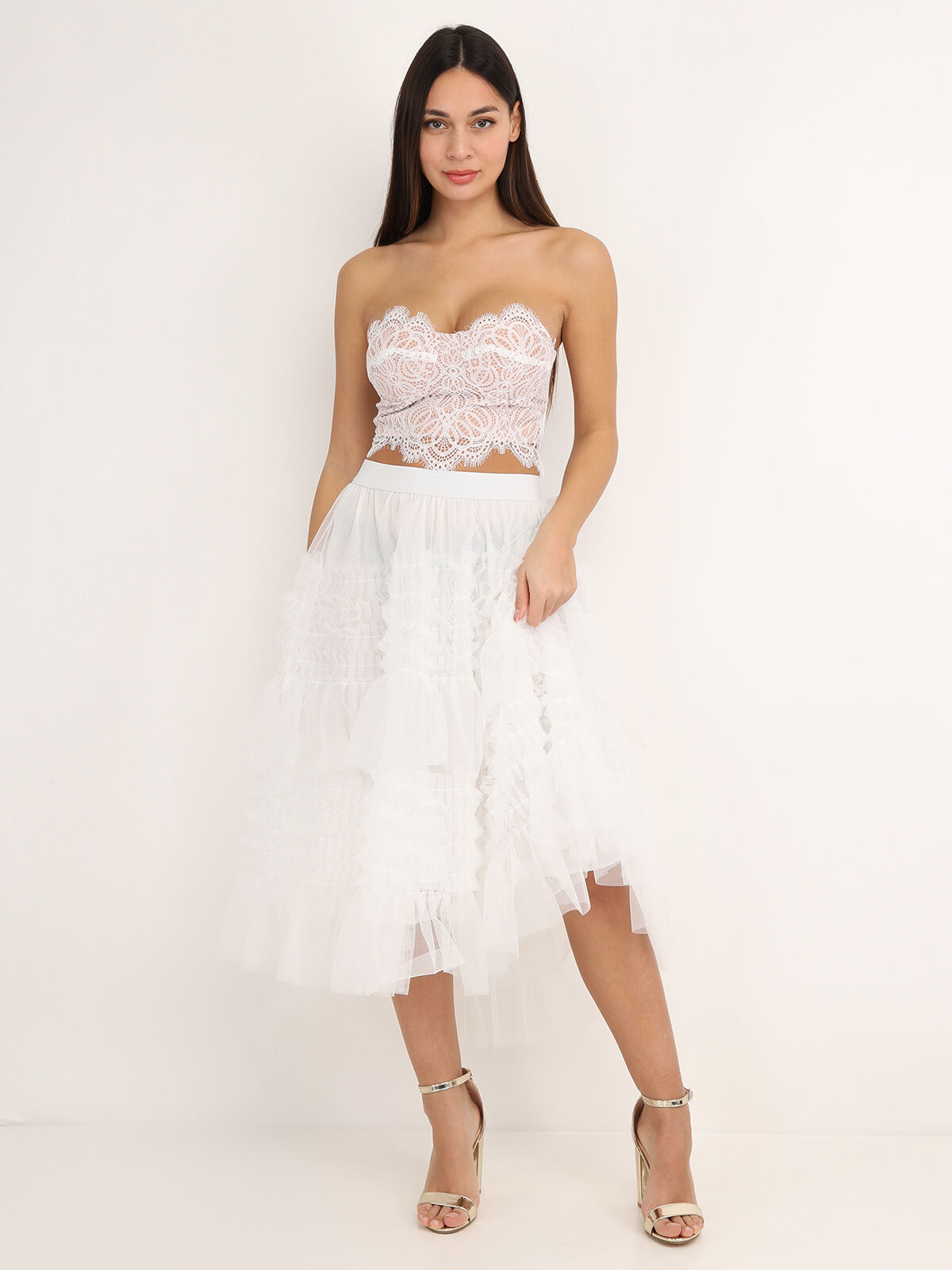 Jupe en tulle blanche mi longue best sale