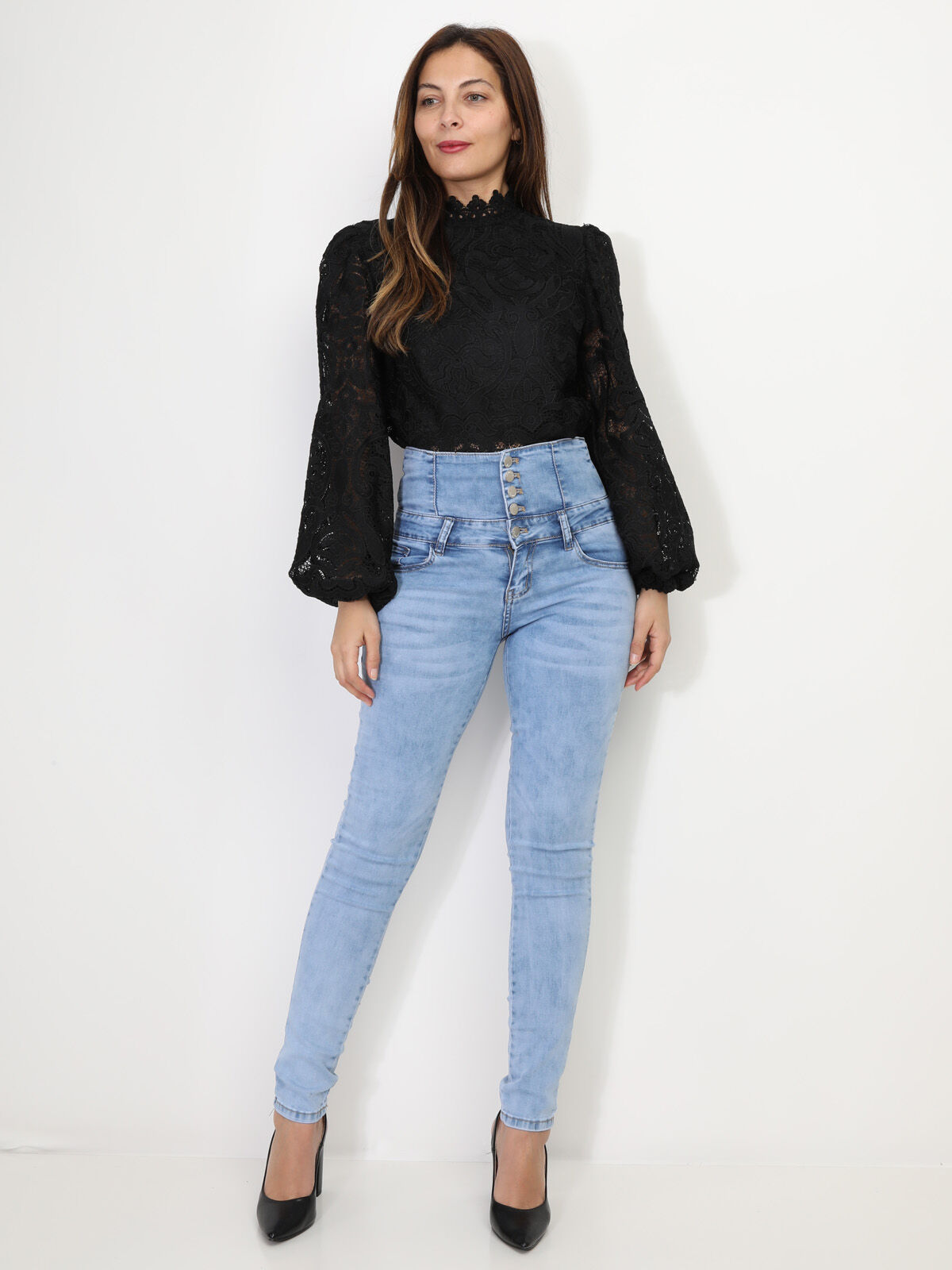 Jeans slim taille tres haute La Modeuse La Modeuse