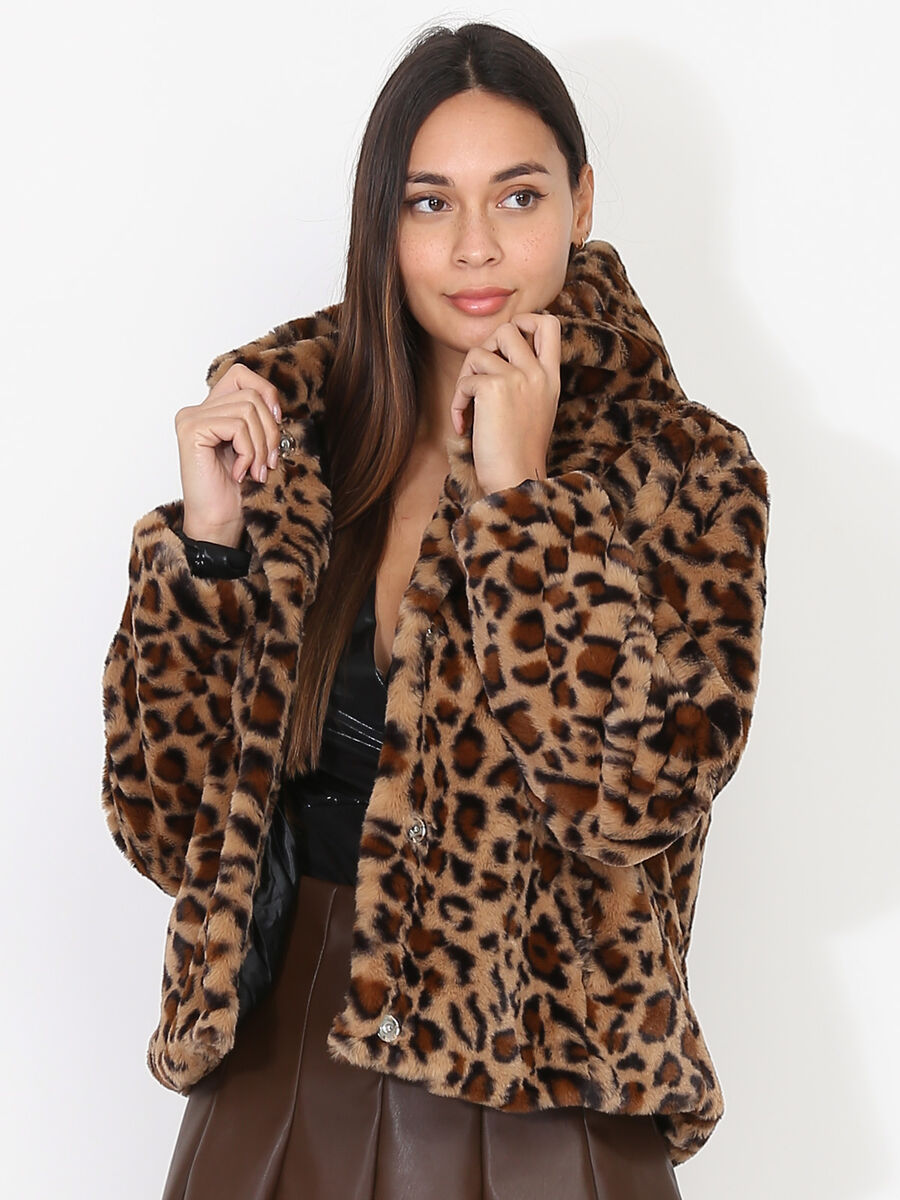 manteau fourrure femme leopard