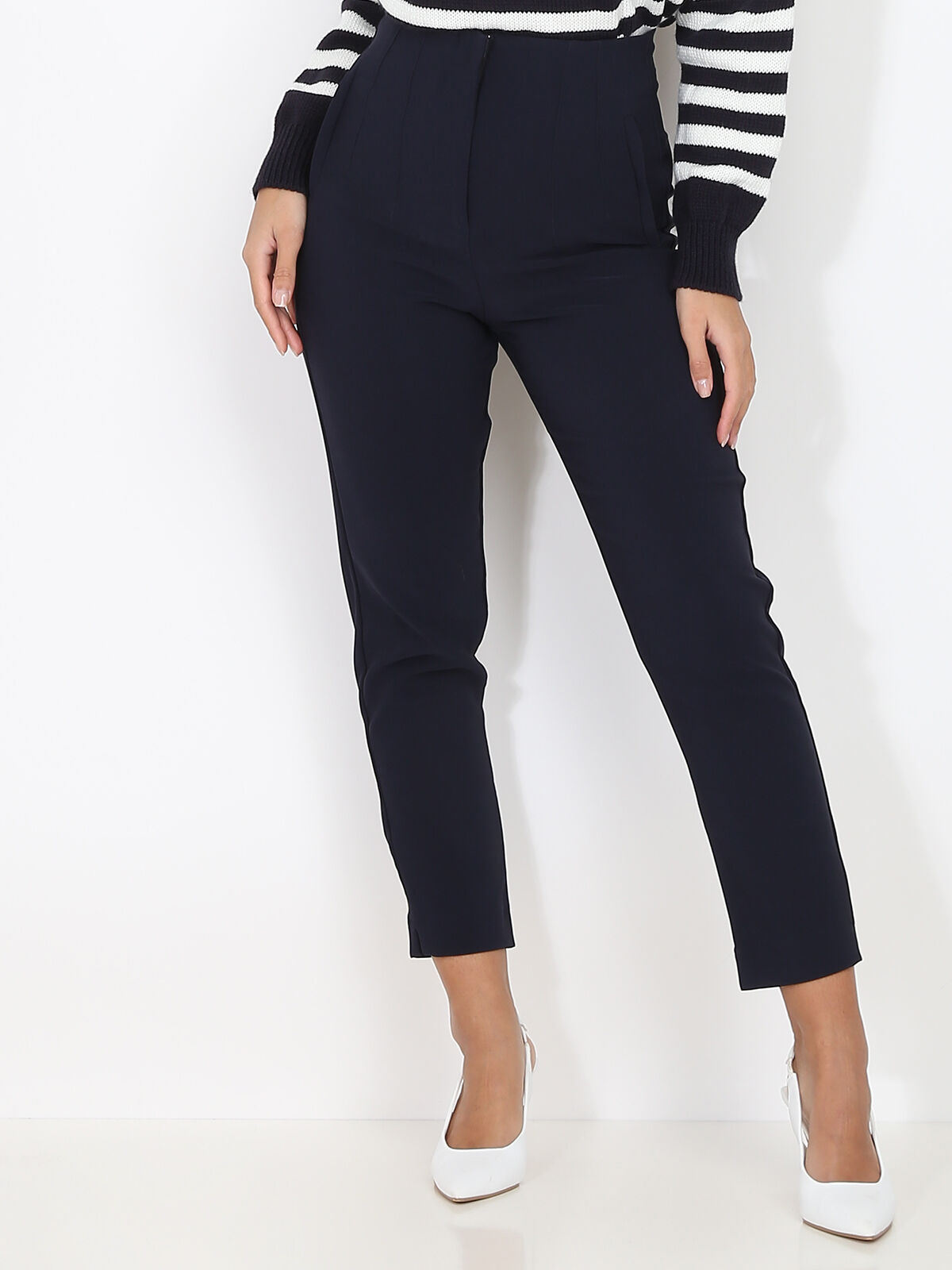 Pantalon taille haute clearance droit