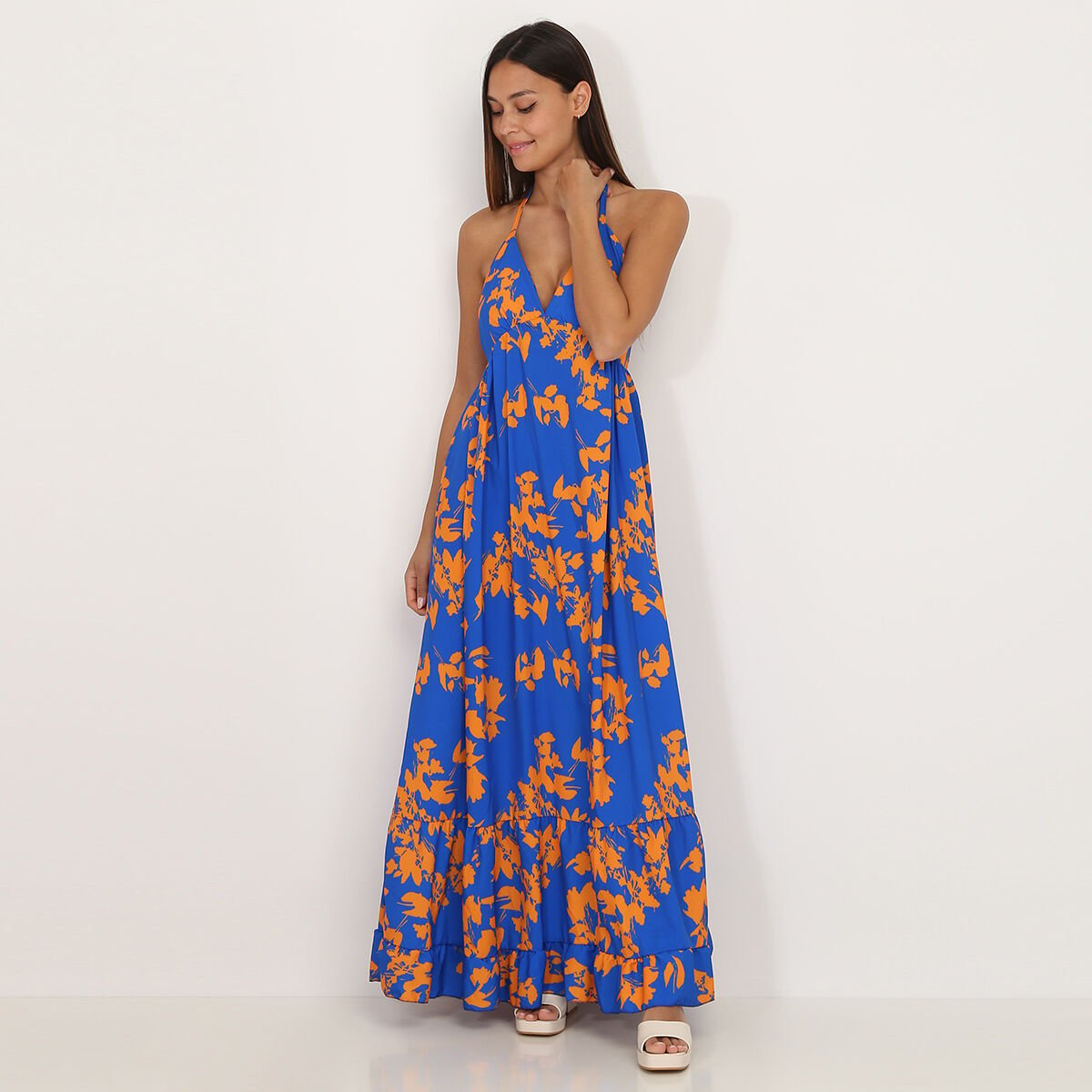 Robe orange et online bleu