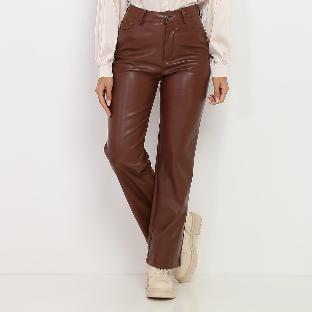 Pantalon simili best sale cuir brillant