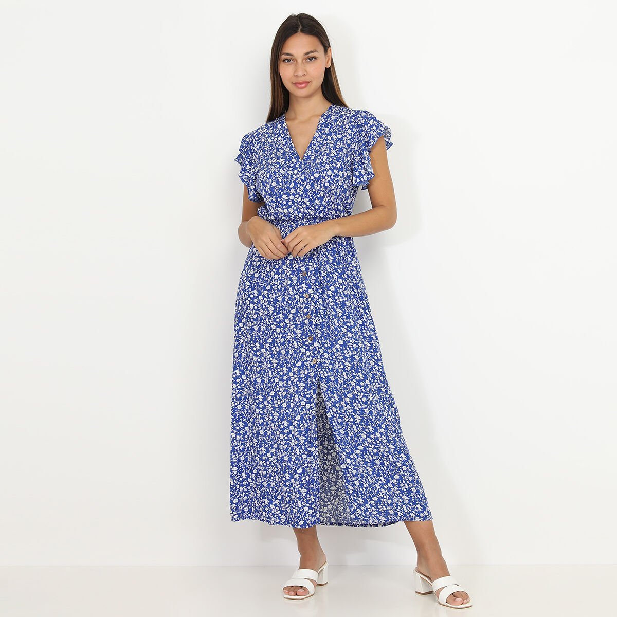 Robe bleue best sale à fleurs