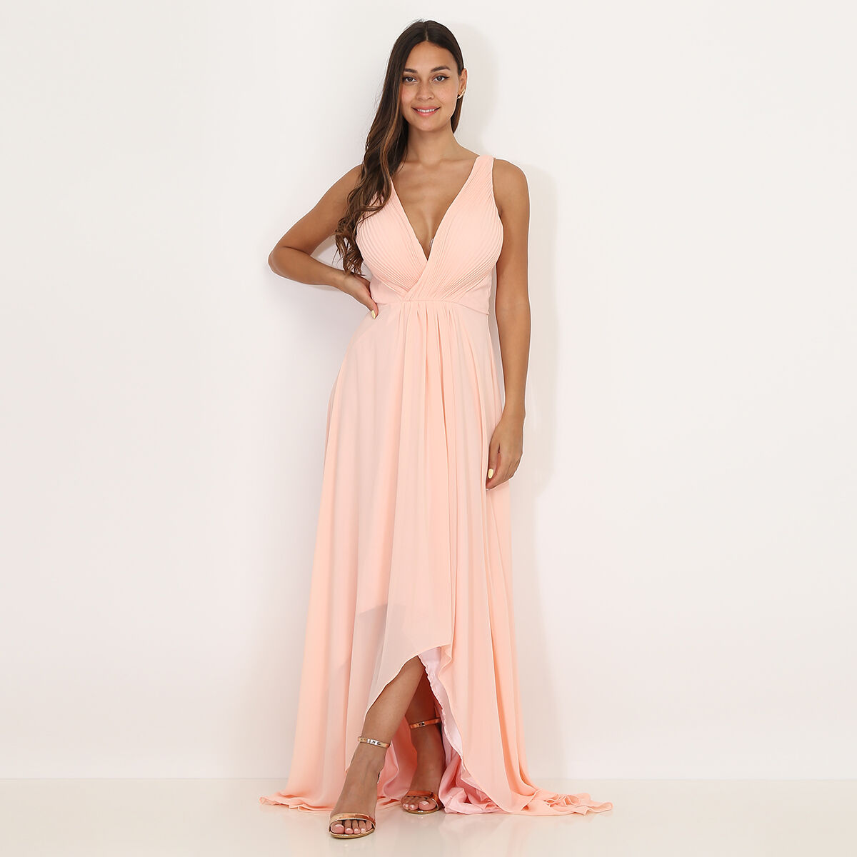 Robe longue rose discount poudree