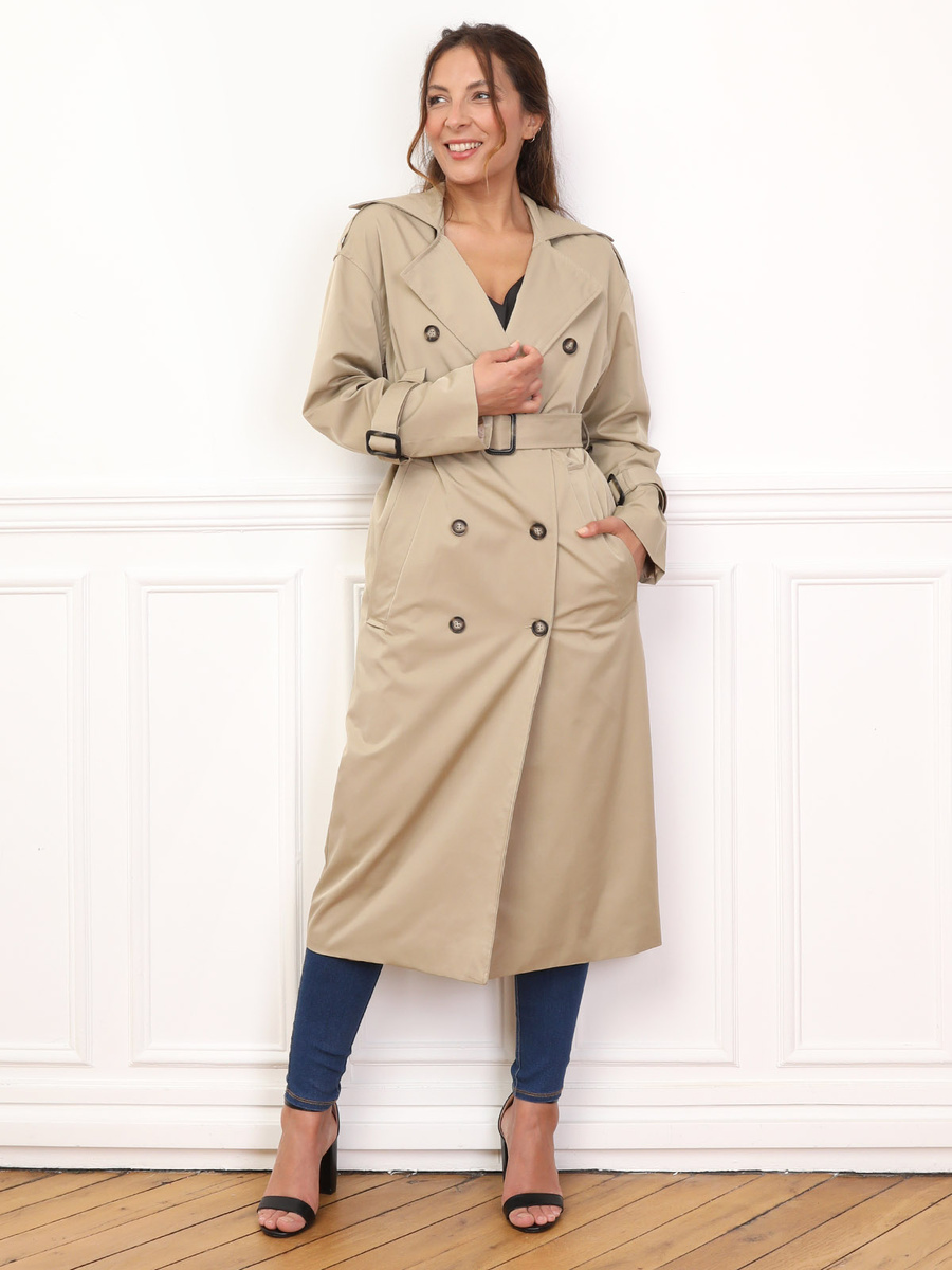 Belted mid trench coat image number 0
