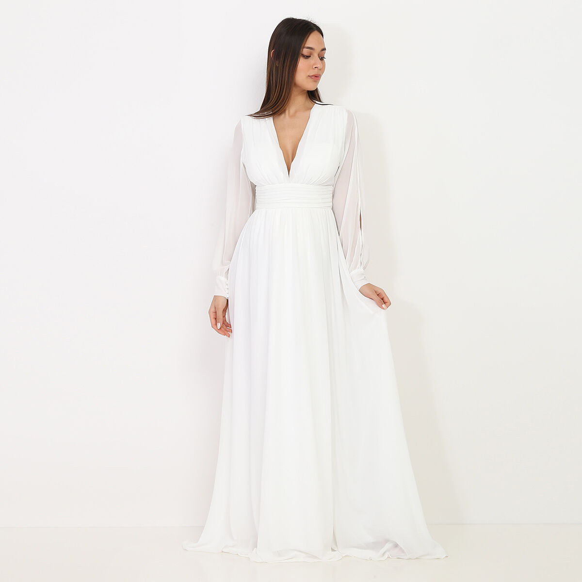 Robe blanche avec manche new arrivals