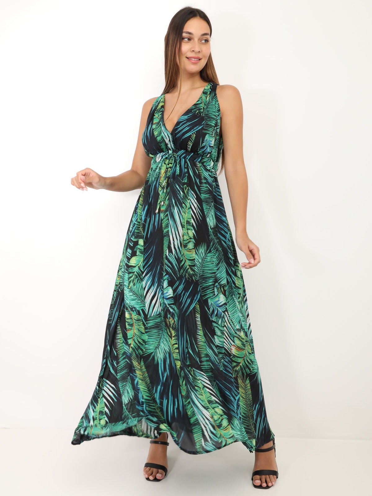 Robe longue imprim tropical La Modeuse