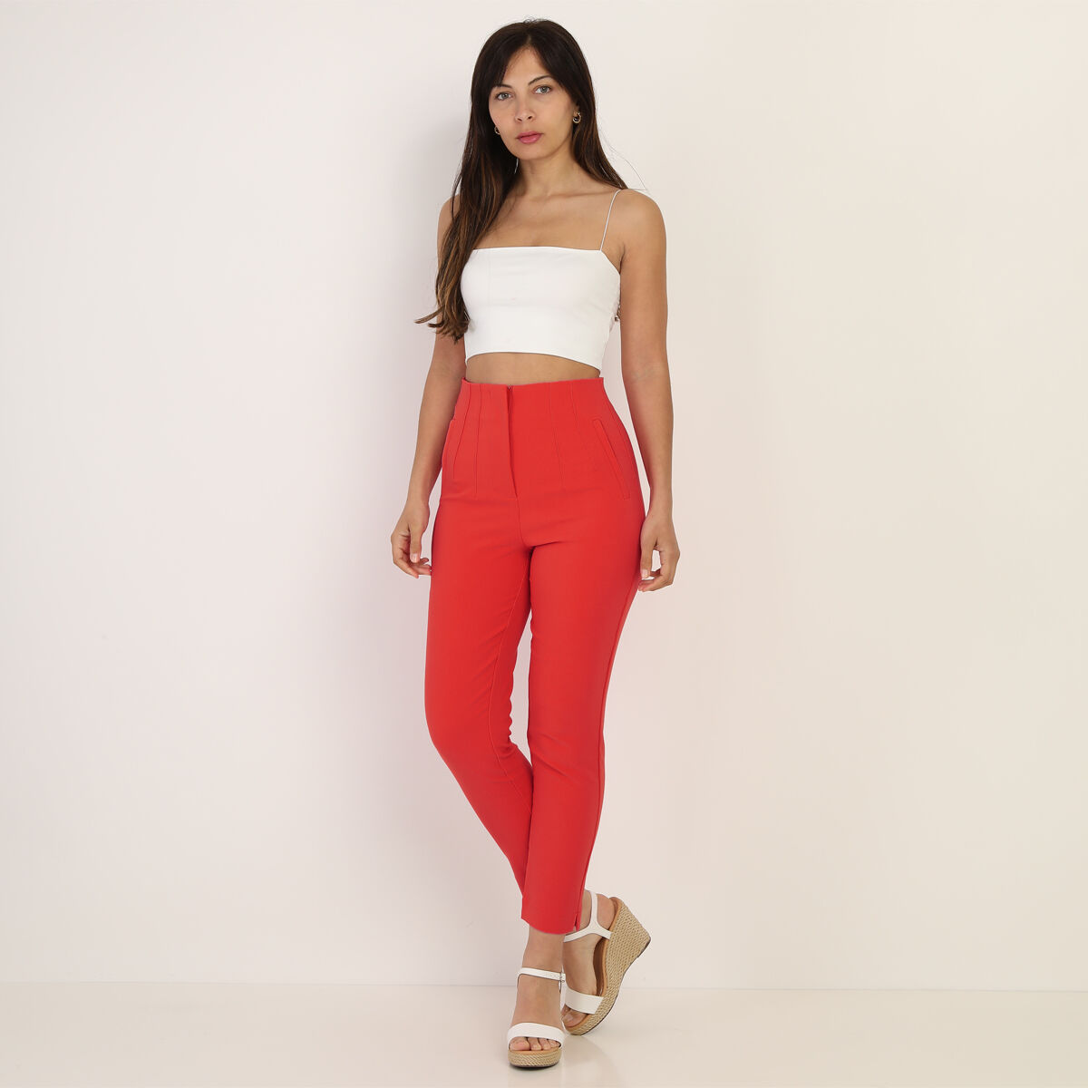 Pantalon best sale droit rouge