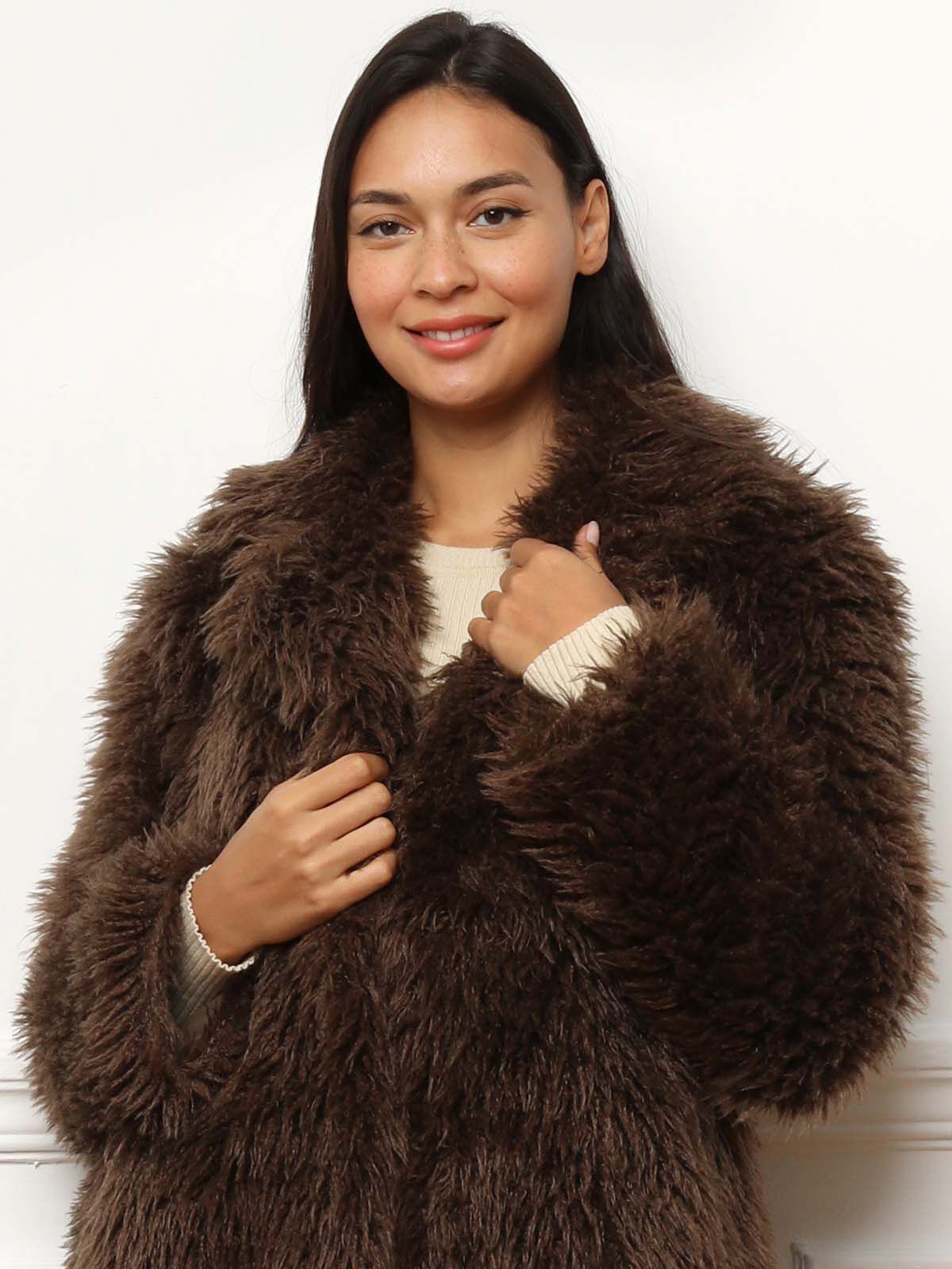 Large faux fur coat best sale