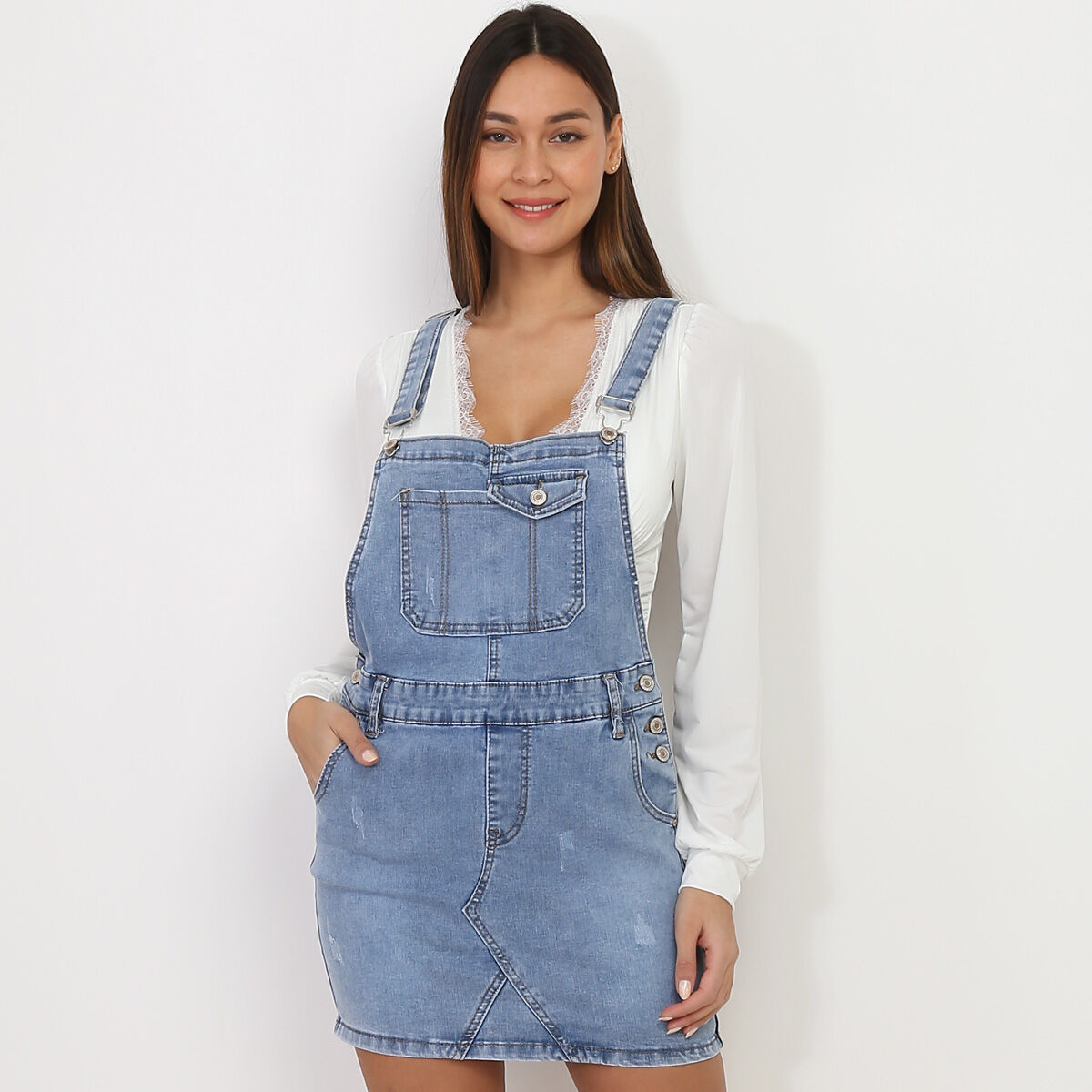 Robe salopette en online denim