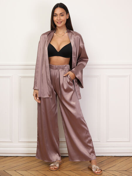 Ensemble pantalon et kimono satinés