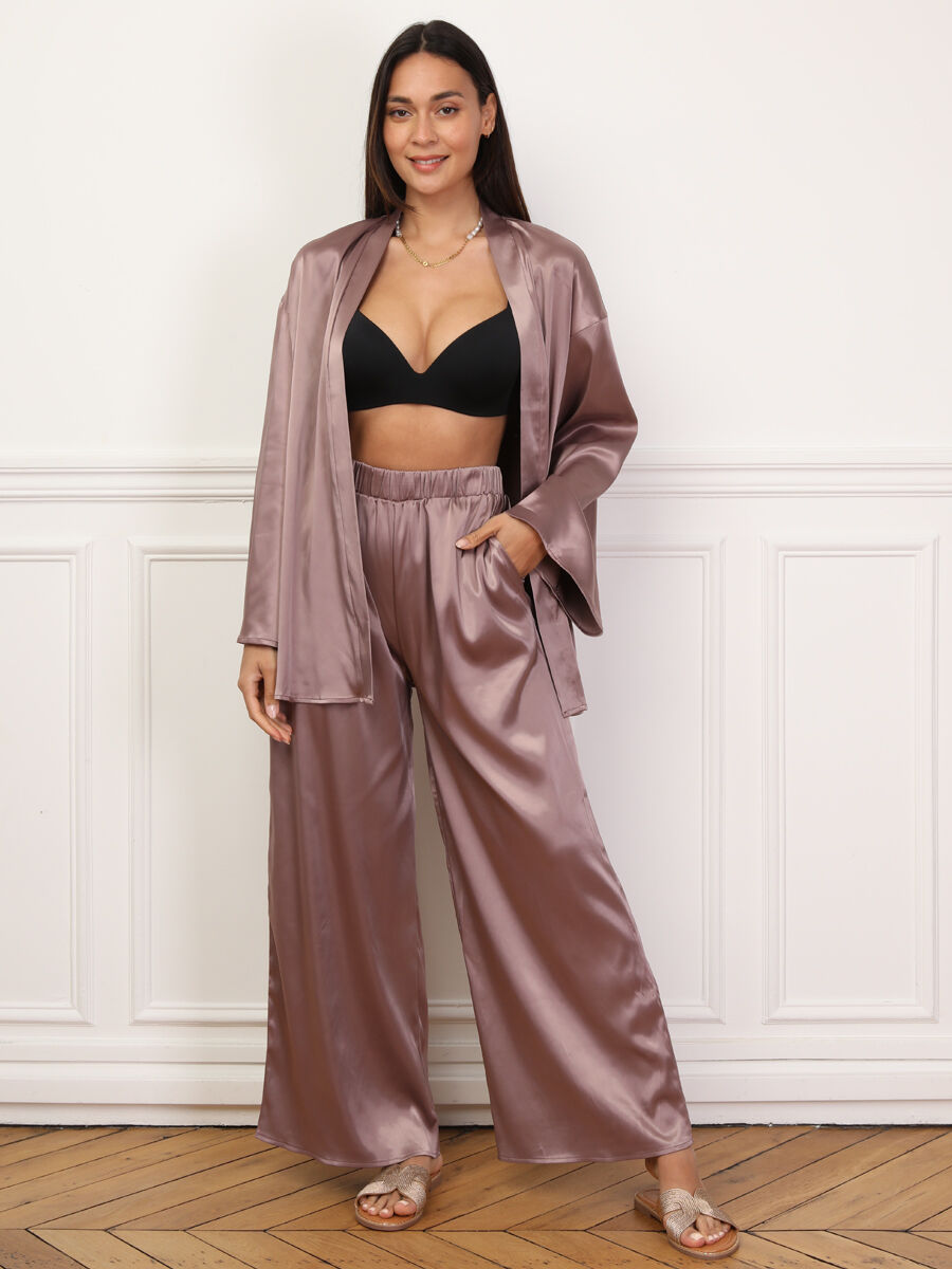 Ensemble pantalon et kimono satinés image number 0