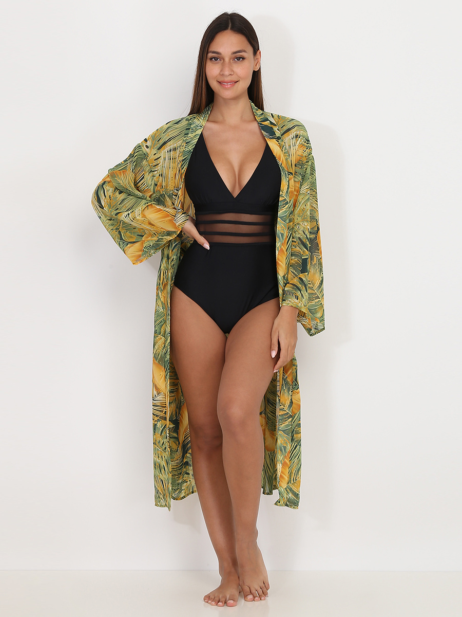 Kimono mi-long à imprimé tropical image number 0