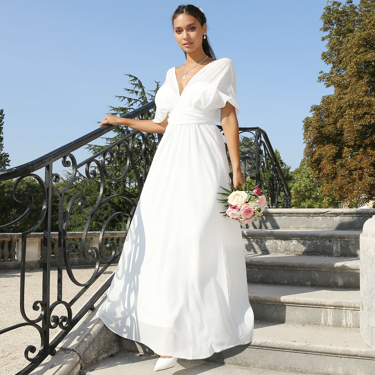 Robe cocktail blanche online longue