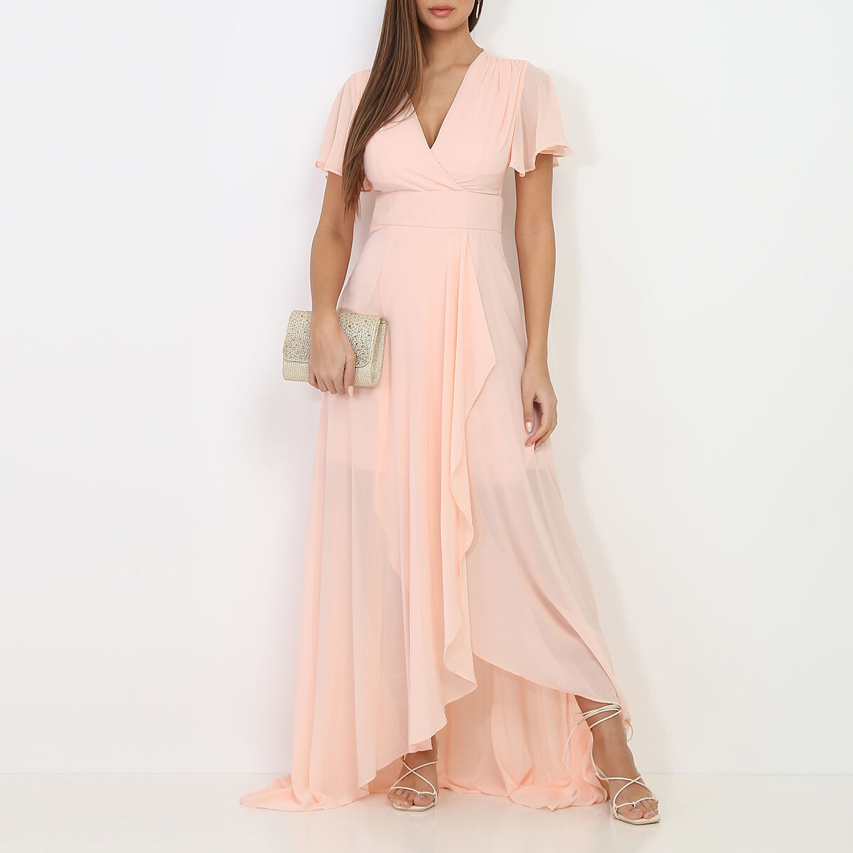 Robe portefeuille rose poudré new arrivals