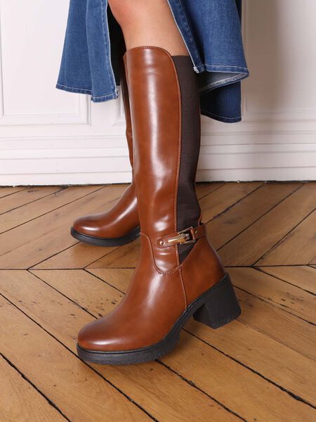 Bottes cavalières stretch à talon