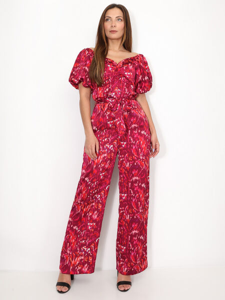Jumpsuit with balloon sleeves and pattern image number 0