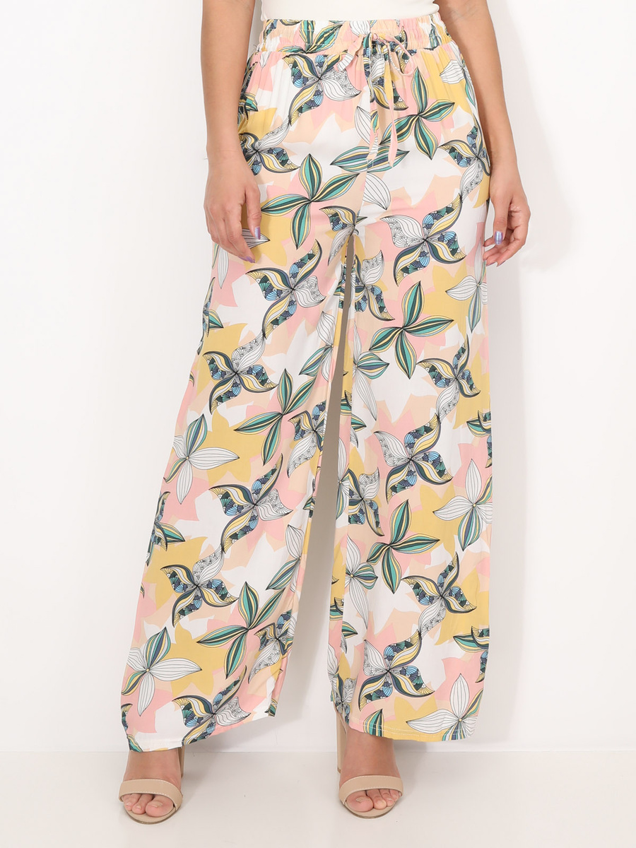 Fluid pants with graphic floral pattern image number 0