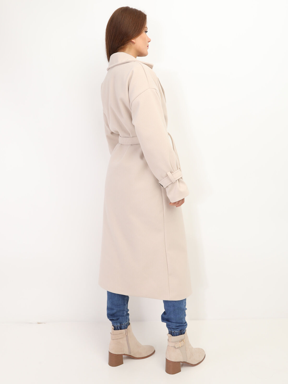 Manteau long beige discount ceinture