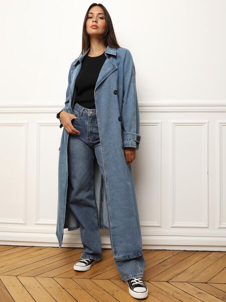 Trench en denim à nouer