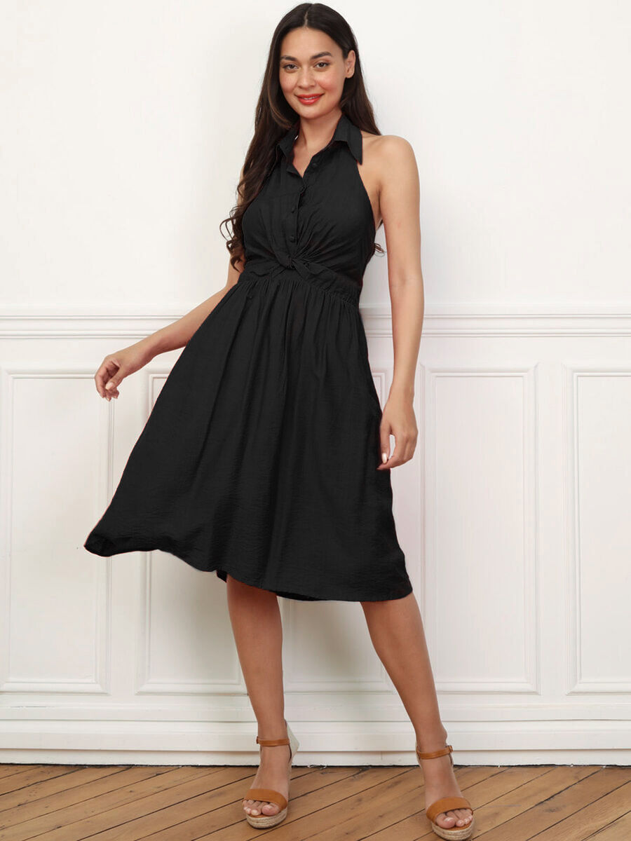 Robe dos nu a col chemise La Modeuse La Modeuse